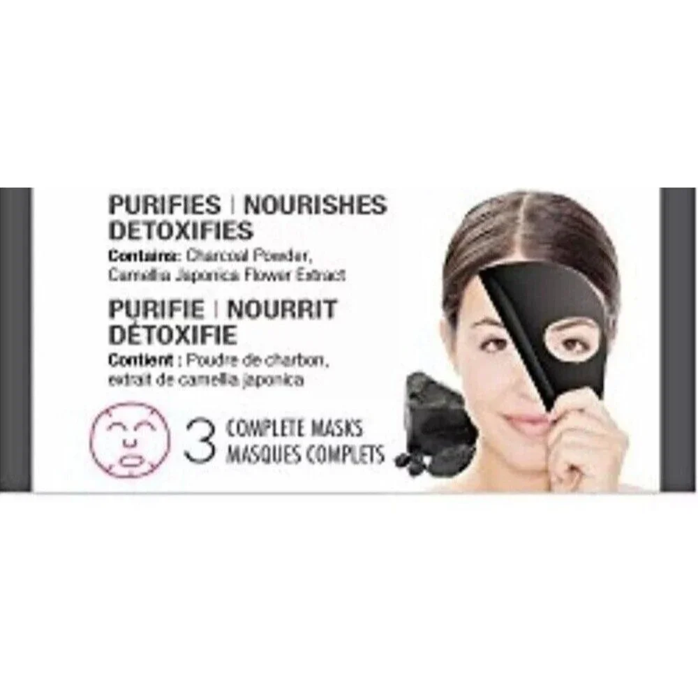 Masque Bar Charcoal Sheet Mask 3 Pack Bamboo Fiber Detox Pore Care Skincare NEW